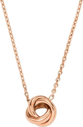 Fossil Womens Sawyer Love Knot Rose Gold-Tone Stainless Steel Station Necklace