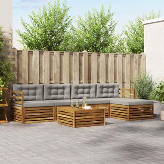 vidaXL Vidaxl Set Di Divani Da Esterno 6 Pz Grigio Naturale E Chiaro