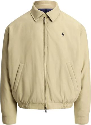Polo Ralph Lauren Polyester Twill Polo Ge&iuml;soleerde Windbreaker - Heren - Bomber jackets - Beige - M - Leer - Jassen