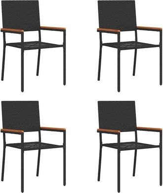 vidaXL Garden Stacking Chairs 4 pcs Black, Brown Vidaxl