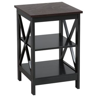 Beliani Beliani - Mesa Auxiliar Negra 2 Niveles Estantes De Almacenamiento Minimalista Escandinava Foster