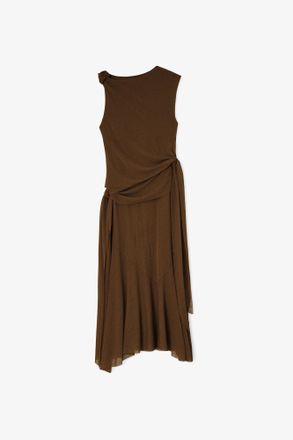 Ganni Long Dress in Marl Mesh - Size 10/12 Brown
