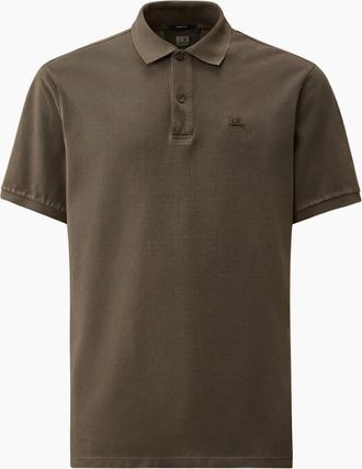 C.P. Company Mens Resist Dyed Logo Polo Shirt - Tan - Size: 38