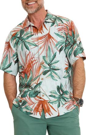 Tommy Bahama Tidal Fronds Silk Camp Shirt in Pale Opal at Nordstrom, Size Xxx-Large