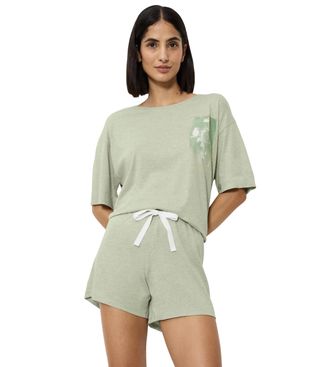 Triumph Shorty TRIUMPH Endless Comfort PSK 10 CO/MD, Damen, Gr. 44, gr&uuml;n, Single Jersey, Obermaterial: 50% Baumwolle, 50% Modal, bequem kurz, Rundhals, Homewe