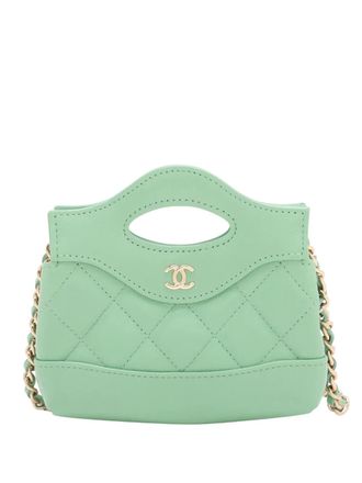 Chanel 2021-2025 Micro Shiny Lambskin 31 Clutch with Chain satchel - Green
