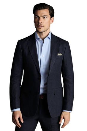 CHARLES TYRWHITT Linen Slim Fit Jacket in Dark Navy at Nordstrom, Size 38