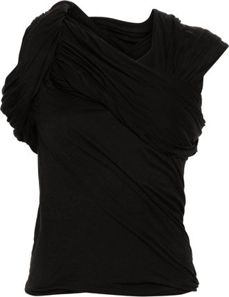 Rick Owens Harness T draped top - women - Cotton - 44 - Black