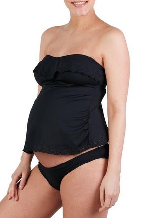 Cache Coeur Bloom Tankini Maternity Swimsuit in Black at Nordstrom, Size X-Large