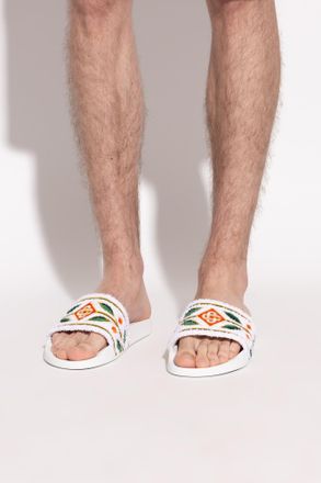 Casablanca Slides With Logo, Mens, White