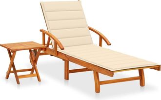 vidaXL Tumbona De Jard&iacute;n Con Mesa Y Coj&iacute;n Madera Maciza De Acacia Vidaxl