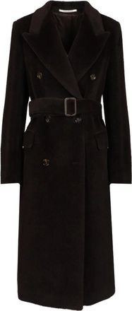Tagliatore Josie Double-Breasted Jas - Dames - Jas met riem - Zwart - S - Wol - Jassen