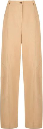 Alberta Ferretti Elegante High-waisted Broek - Dames - Wijde Broeken - Beige - XS - Linnen - Broeken