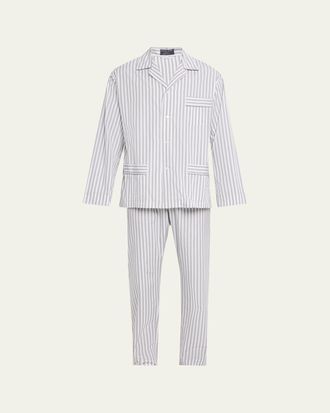 Emanuele Maffeis Mens Cotton Candy Stripe Long Pajama Set