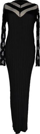 Alexander Wang Pleated Long Sleeve Maxi Dress in Black Polyester