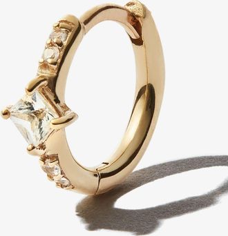 Otiumberg 9K Yellow Gold Sapphire Hoop Earring - Womens - Sapphire/9kt Yellow Gold