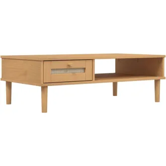 vidaXL Vidaxl - Mesa De Centro Senja Aspecto Rat&aacute;n Madera Marr&oacute;n 100x55x33 Cm