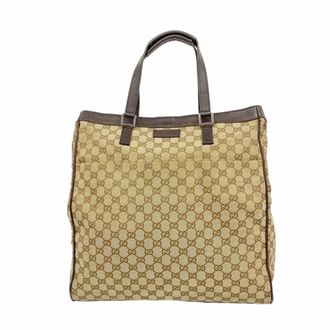 Gucci Beige Brown Canvas Tote Bag (Pre-Owned)