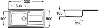 Roca Roca - Fregadero De Una Cubeta Budapest Medidas: 1000x500x180 Mm - Posici&oacute;n Cubeta: Derecha