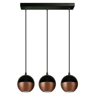 Netlighting Midway Straight Bar Pendant Ceiling Light Black Copper 40cm