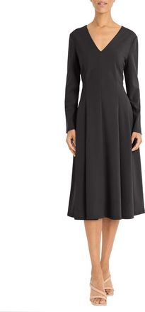 Maggy London Long Sleeve Fit & Flare Midi Dress in Black at Nordstrom Rack, Size 18 (Similar To 16W)