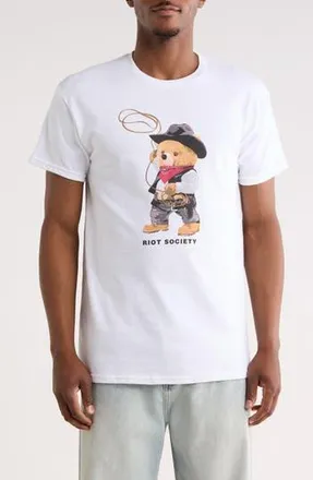 Riot Society Rodeo Teddy Graphic T-Shirt in White at Nordstrom Rack, Size Xx-Large