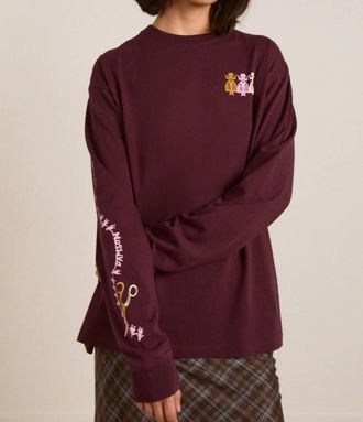 Damson Madder Paper Cut Gals Tee In Fig