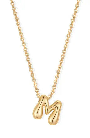 Brook & York Mini Pippa Bubble Initial Pendant Necklace in Gold M at Nordstrom