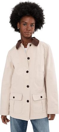 L.L.Bean Adirondack Barn Coat Flannel Lined Womens Jacket Stone : LG, Canvas/Cotton