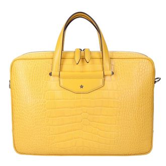 Jimmy Choo London Gunmetal Leather Briefcase (Pre-Owned)