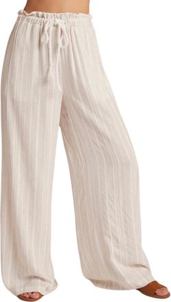 Bella Dahl Womens Ruffle Waist Wide Leg In White Sand Stripe