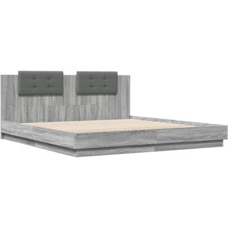vidaXL Vidaxl - Cama Con Cabecero Madera Ingenier&iacute;a Gris Sonoma 200x200 Cm