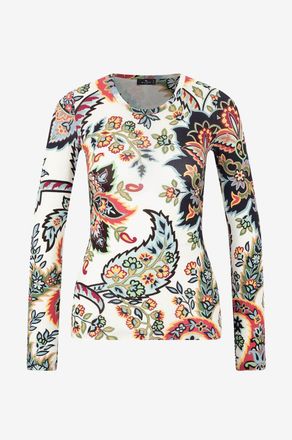 Etro Schmales Langarm-Top aus Woll-Jersey Floral Paisley