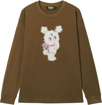 Mini Cream T-shirt met print - Bruin