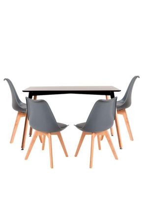 Regalos Miguel Regalos Miguel - Conjuntos De Mesa Y Sillas - Conjunto Mesa Tower Rectangular 120 X 80 Cm Negra Y Pack 4 Sillas Synk Basic - Gris