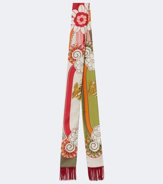 La DoubleJ Pa&ntilde;uelo de seda estampado con flecos