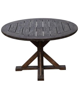 Courtyard Casual Taupe Round Flag Leg Dining Table