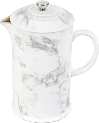 LE CREUSET Stoneware French Press in White Marble at Nordstrom, Size 34 Oz