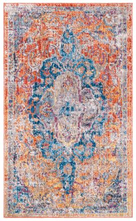 Safavieh Alfombra transicional de poli&eacute;ster azul/naranja, 122 x 183 cm
