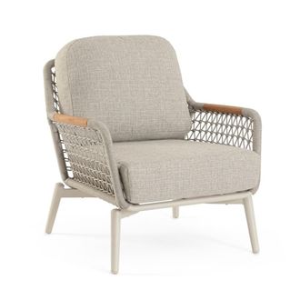 Konte Design Sill&oacute;n de jard&iacute;n con trenzado de cuerda y cojines beige