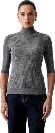 Liu Jo Truien & Vesten, Dames, Grijs, XL, Wol, Wol trui met strass