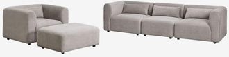 Sklum Conjunto De Sal&oacute;n Con Sof&aacute; Modular De 3 Piezas, Sill&oacute;n Y Puff Fogler Sklum