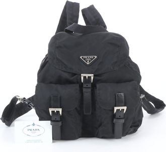 Prada Black Nylon Leather Backpack (Pre-Owned)