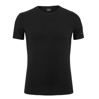 HUGO BOSS Heren Mouwprint Jersey T-shirt met Ronde Hals (Zwart)