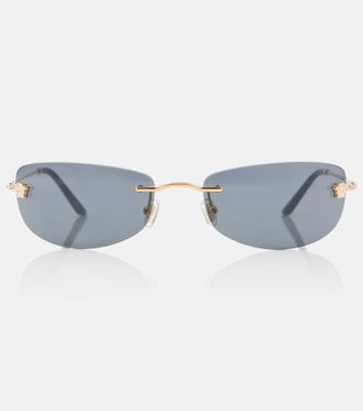 Versace Damier Plaque rectangular sunglasses