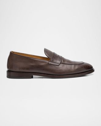Brunello Cucinelli Men & apos;s Leather Penny Loafers