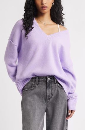 BP. Oversize Cozy V-Neck Sweater in Purple Feminine at Nordstrom, Size Xx-Small