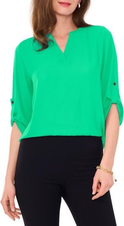 Chaus Split Neck Blouse in Vivid Green at Nordstrom, Size X-Small
