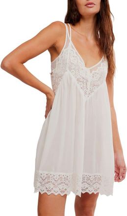 Free People Fiona Lace Trim Slip in Clean Ivory at Nordstrom, Size X-Small