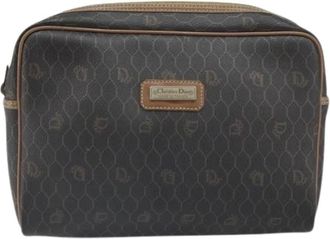 Dior Pre-owned Vintage honeycomb etui met rits - Dames - Vintage Clutch - Bruin - ONE Size - Leer - Vintage